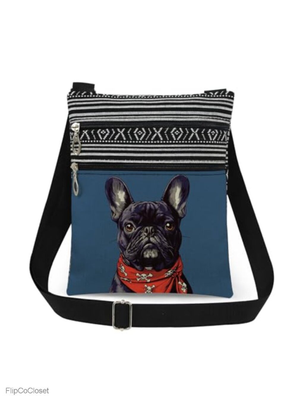 French Bulldog Print Crossbody Bag Polyester Lightweight Purse